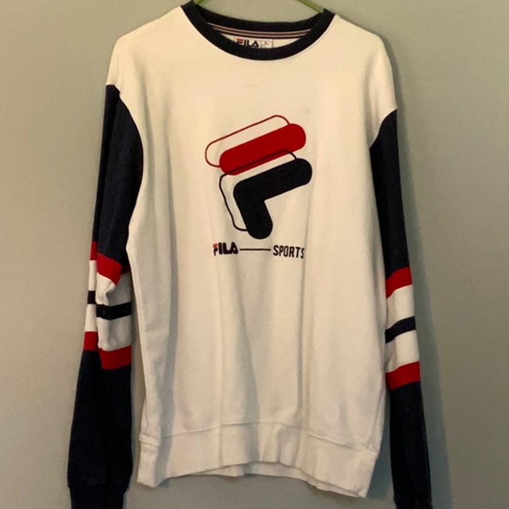Vintage 90s Fila Red, White, and Blue Large Sweatshirt